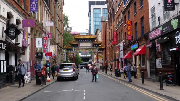 Manchester Inglaterra Reino Unido 2022 Personas Turistas Faulkner Street Famoso — Vídeo de stock