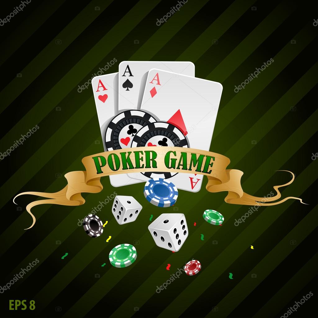 Vector illustration poker gambling chips poster . poker collection with chips, dices, cards