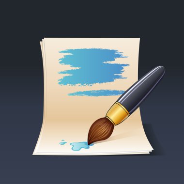 Vector illustration of blank note paper with brush clipart
