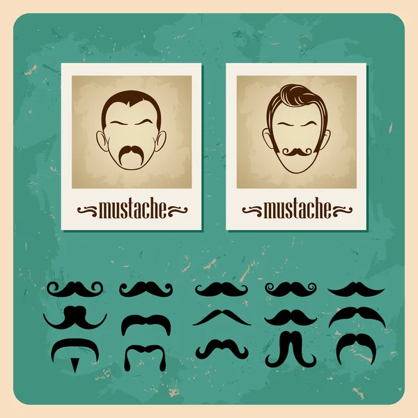 Jeu de visages vectoriels avec moustaches — Image vectorielle
