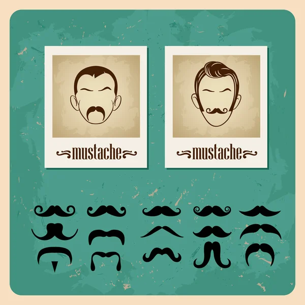 Conjunto de faces de ilustração vetorial com bigodes — Vetor de Stock