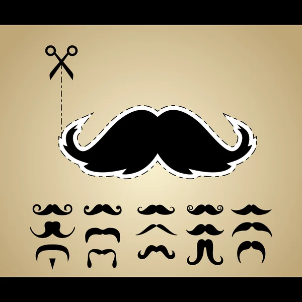 Conjunto vetorial de bigode hipster — Vetor de Stock