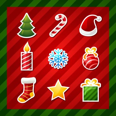 Noel tebrik kartı. Noel simgeler öğeleri. Yeni yıl öğesi