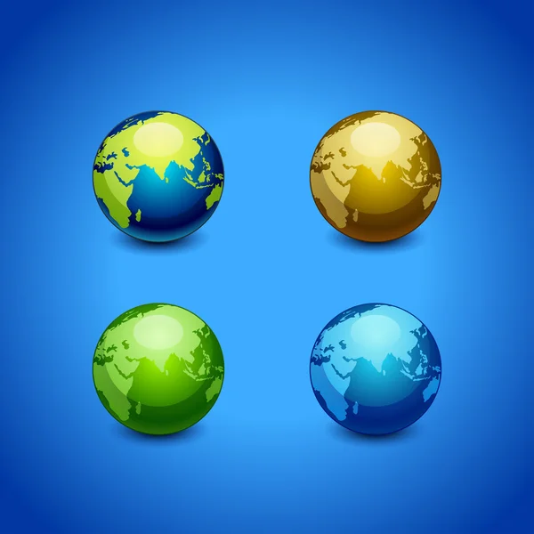 Färgstark uppsättning av planeten jorden ikonen isolerad på bakgrunden — Stock vektor