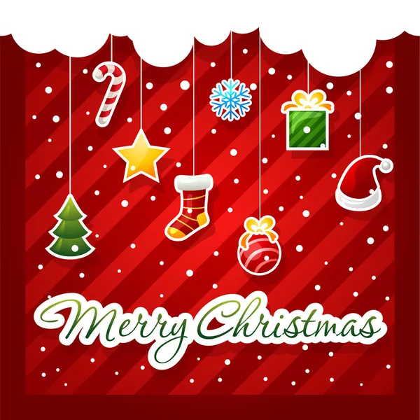 Christmas wenskaart. Christmas items pictogrammen. — Stockvector