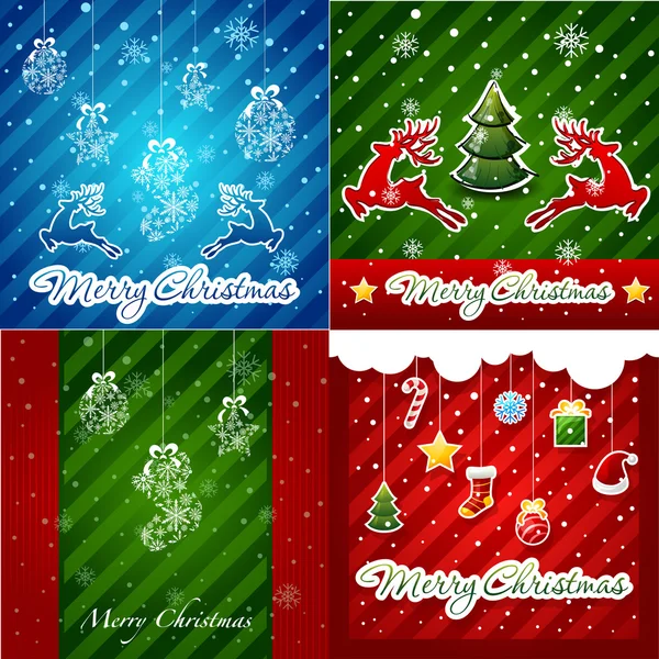 Set of Christmas Greeting Cards — Stock Vector