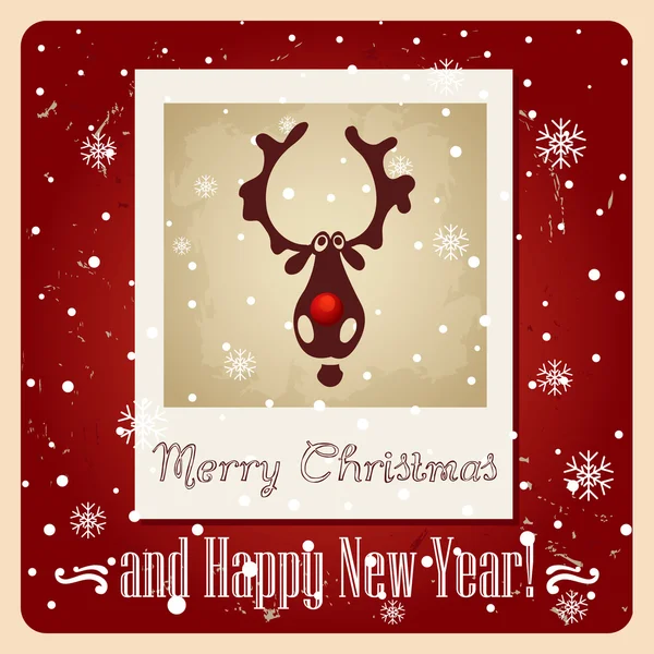 Christmas deer Greeting Card. — Stock Vector