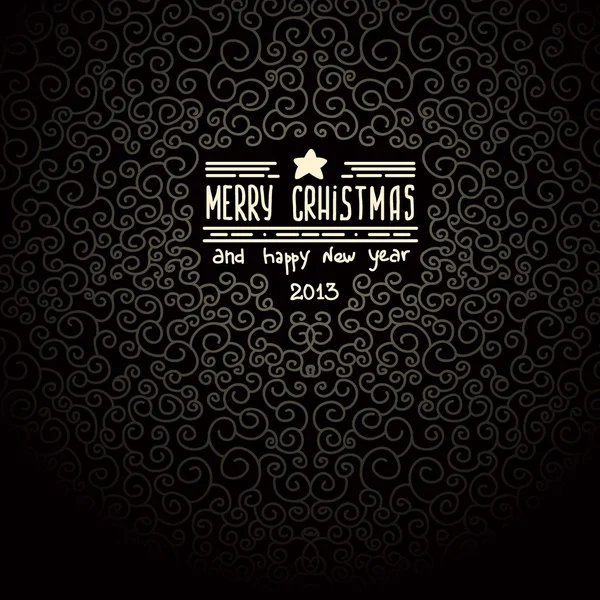 Merry christmas black Greeting Card — Stock Vector