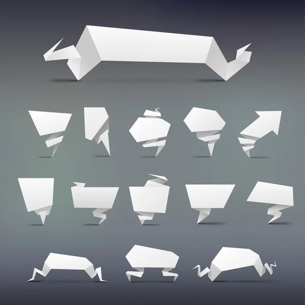 Set von abstrakten weißen Origami-Banner Design-Element — Stockvektor