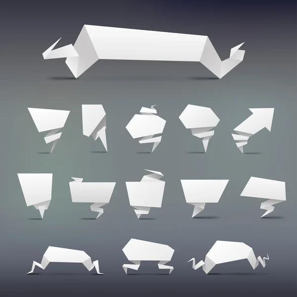 Sada abstraktní bílé origami bannery designový prvek — Stockový vektor