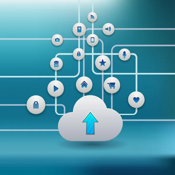 Concepto de computación en nube con iconos — Archivo Imágenes Vectoriales