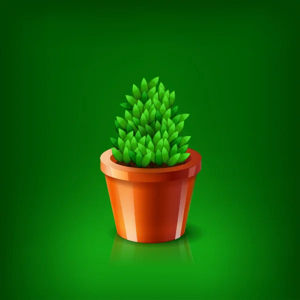 Blomkruka med grön växt — Stock vektor