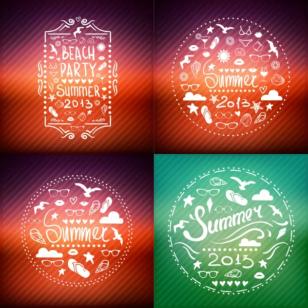 yaratıcı grafik poster tasarımı için ayarlayın. Yaz Amblemler.