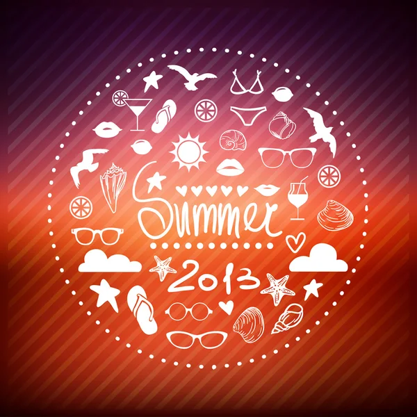 Cartel gráfico creativo para su diseño. iconos de emblemas de verano — Vector de stock