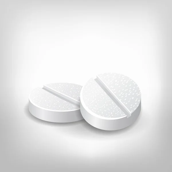 Dwa białe tabletki na białym tle — Wektor stockowy
