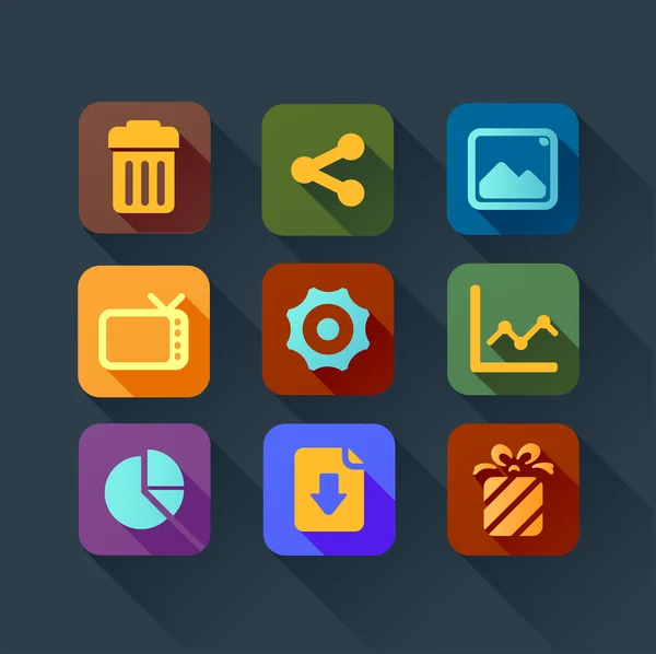 Colorful flat design icons for smart phone web applications interface — Stock Vector