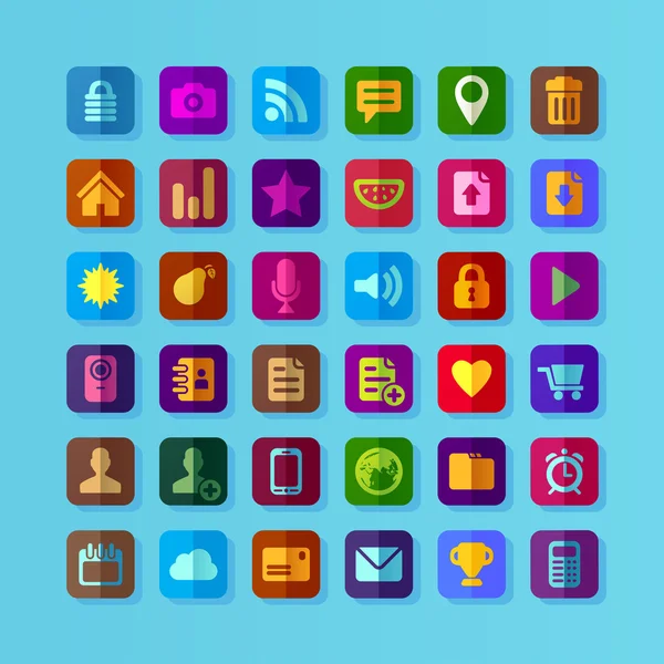 Iconos para aplicaciones web de teléfonos inteligentes — Archivo Imágenes Vectoriales