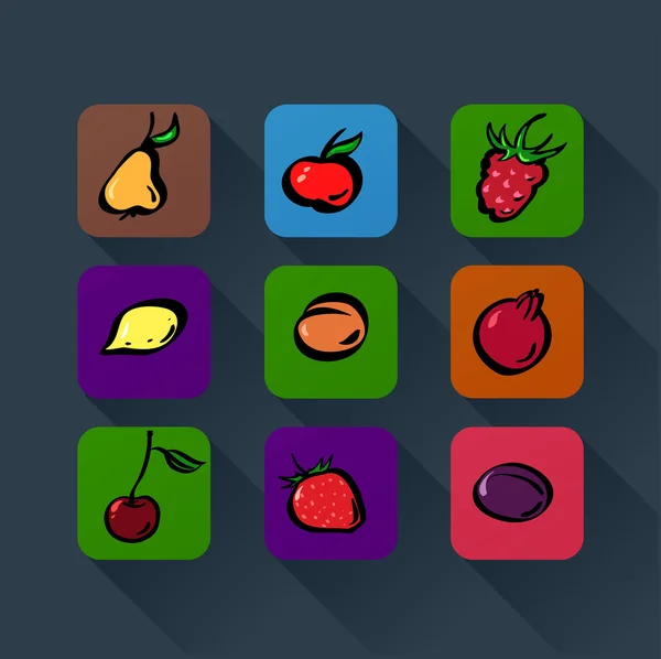 Iconos para teléfonos inteligentes frutas frescas — Vector de stock