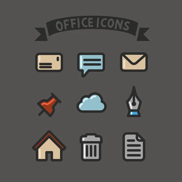 Set of web icons, vector office set icons — Stock Vector