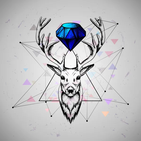 Cerf avec diamant — Image vectorielle