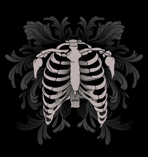 Rib Cage ® met florale ornament — Stockvector