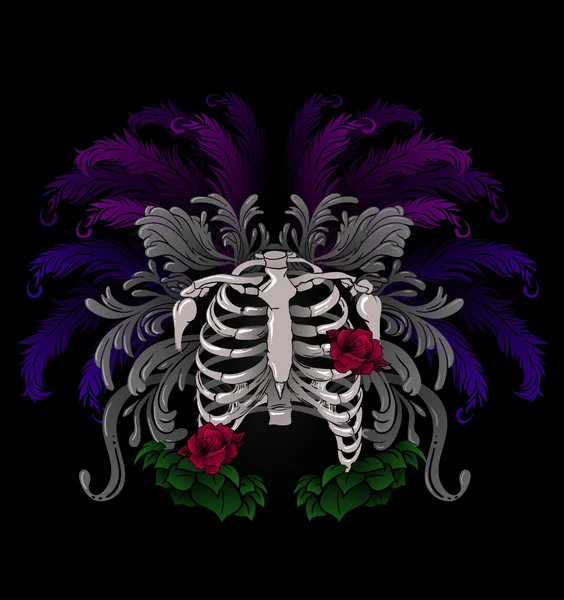 Rib Cage ® met florale ornament — Stockvector