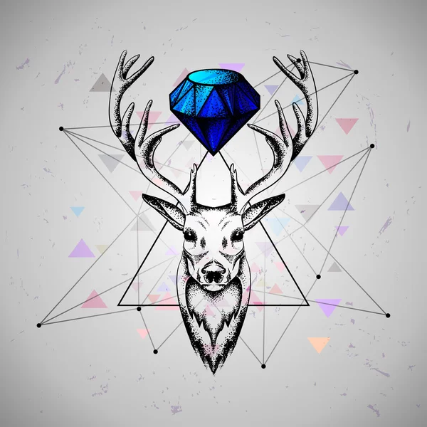 Cerf avec diamant — Image vectorielle
