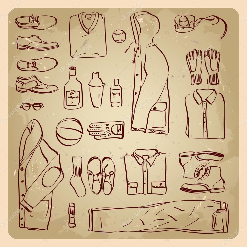 Mens Clothes Sketches Men Fashion And Accessories Vector By Wywenka Mens Clothes Sketches Men Fashion And Accessories Vector By Wywenka