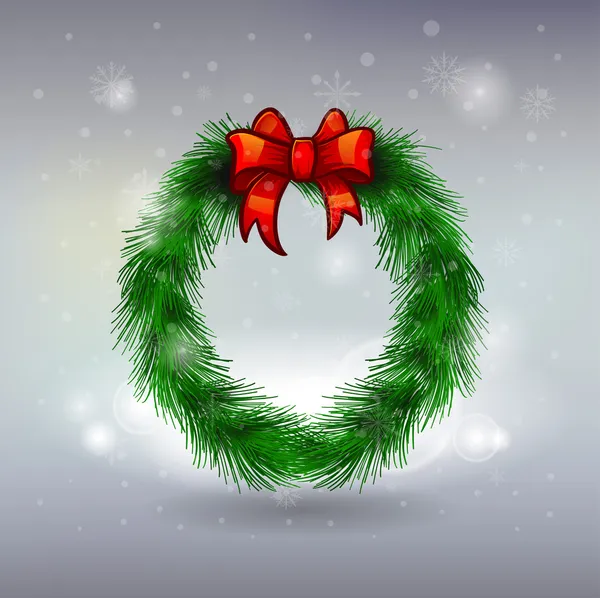 Couronne de Noël avec décoration. joyeux noël carte — Image vectorielle