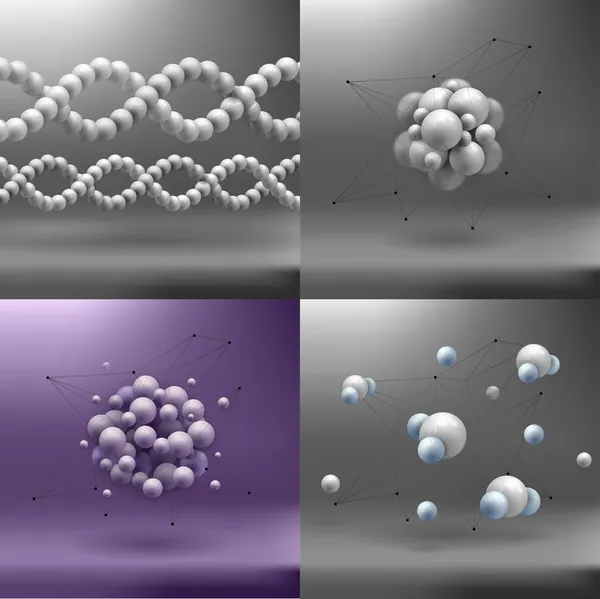 集分子球体的抽象背景。分子结构 — 图库矢量图片