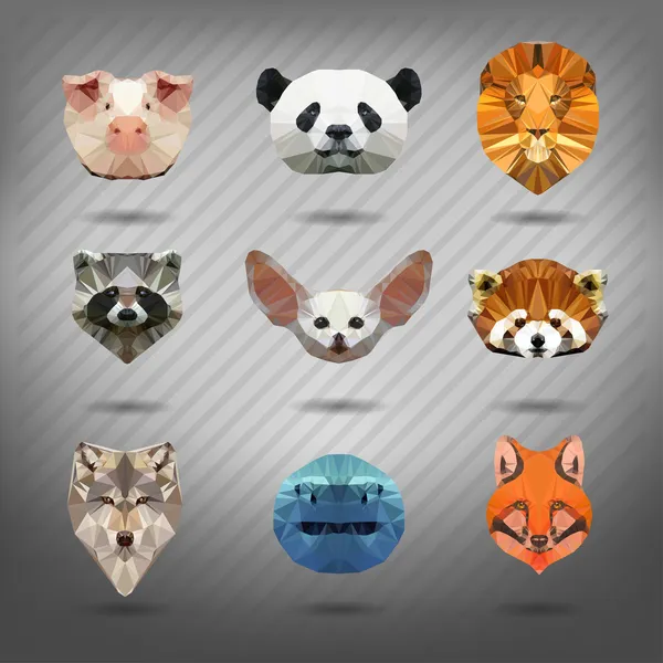 Conjunto de animales en el estilo de origami — Vector de stock