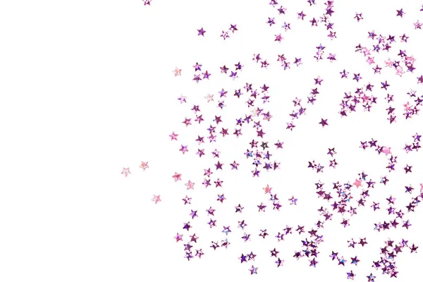 Violet Confetti Vorm Van Sterren Geïsoleerd Witte Achtergrond Feestelijke Dag — Stockfoto