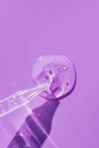 Pipette Close Purple Background Soft Focus Beautiful Shadow Sunlight Skincare — Stock Photo, Image