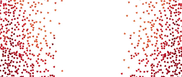 Confete vermelho na forma de corações isolados em fundo branco. Dia dos namorados pano de fundo. — Fotografia de Stock