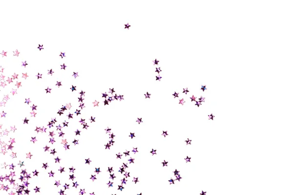 Confete Violeta Forma Estrelas Isoladas Fundo Branco Fundo Festivo Dia — Fotografia de Stock