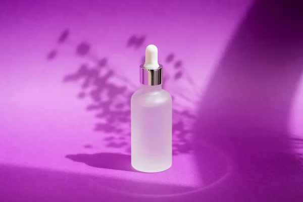 Transparent Frosted Glass Dropper Bottle Silver Lid Serum Essential Oil — Photo