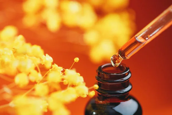Dropper Pipette Serum Oil Amber Bottle Skincare Products Natural Cosmetic — Foto de Stock