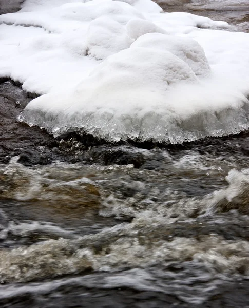 Ice, snow and flowing water — Stock Photo, Image