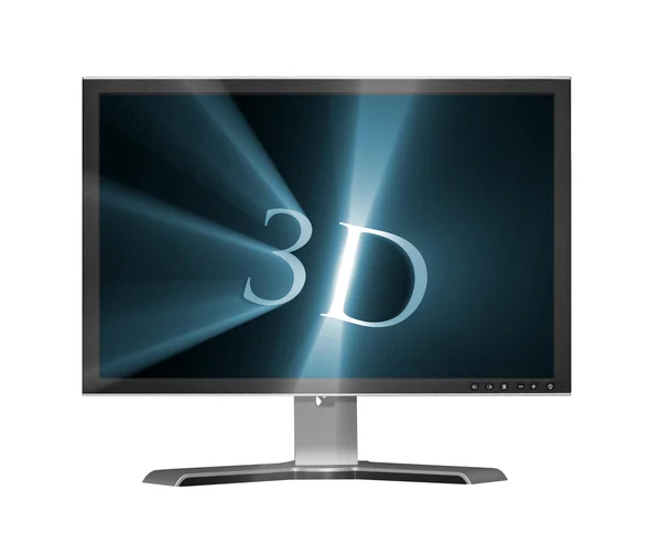 Isolated lcd monitor with 3D letters — Stock Photo, Image