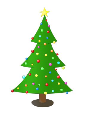 süslü Noel ağacının gösterimi