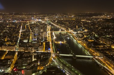 Paris, Fransa, gece Cityscape