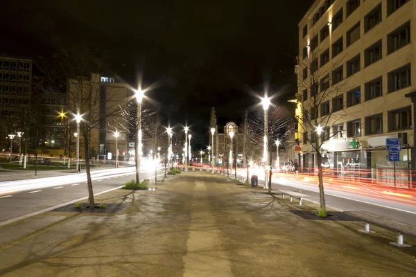 Streets of Brussels at night — Stock Photo, Image