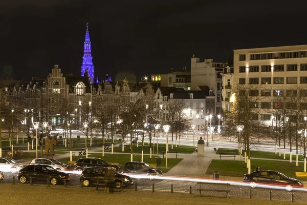 夜にブリュッセルの街 — ストック写真