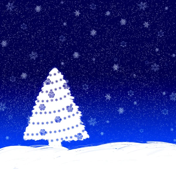 Biglietto di Natale azzurro con un abete — Foto Stock