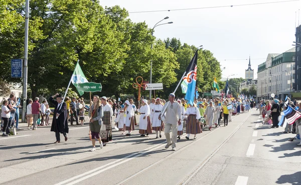 Parada estoński Festiwal Narodowy w Tallinie, estonia — Zdjęcie stockowe