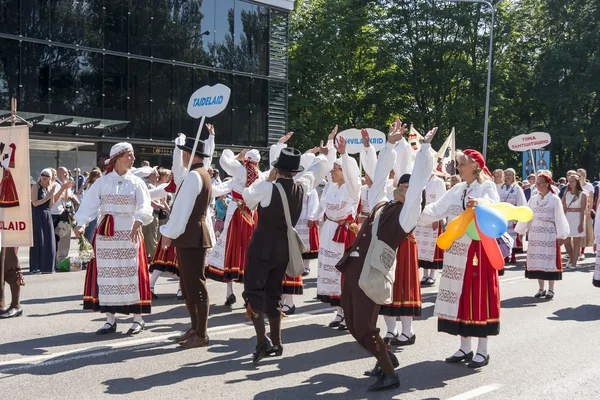 Parada estoński Festiwal Narodowy w Tallinie, estonia — Zdjęcie stockowe