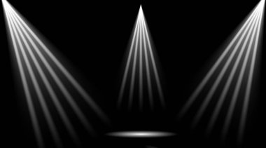 Stüdyoda çizgiler ve spot ışıkları olan koyu arkaplan, özel efekt, soyut ve desenli aydınlatma