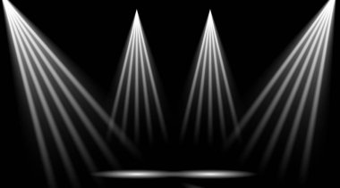 Stüdyoda çizgiler ve spot ışıkları olan koyu arkaplan, özel efekt, soyut ve desenli aydınlatma