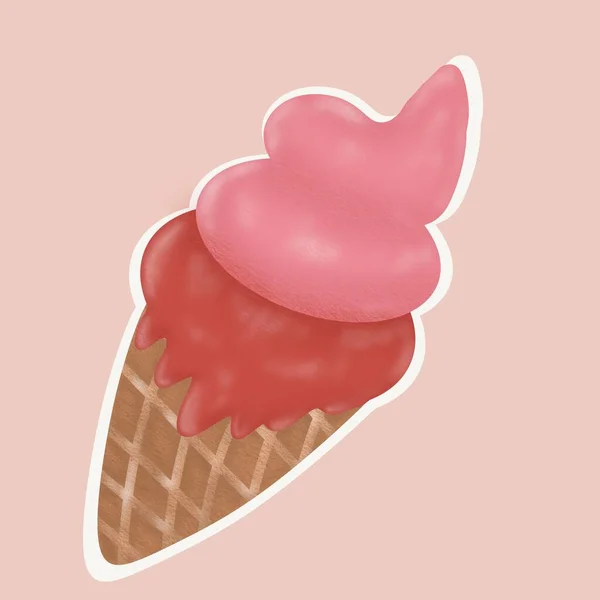 明亮卡通风格的冰淇淋 漂亮色彩的冰淇淋载体 背景隔离 — 图库照片