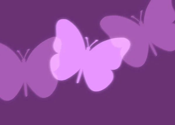 Violet Three Butterflies Design Isolated Purple Background — Foto Stock